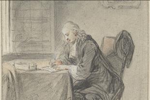 Willem Joseph Laquy, De briefschrijver - naar Gabriel Metsu.
Collectie: Rijksmuseum, Amsterdam.